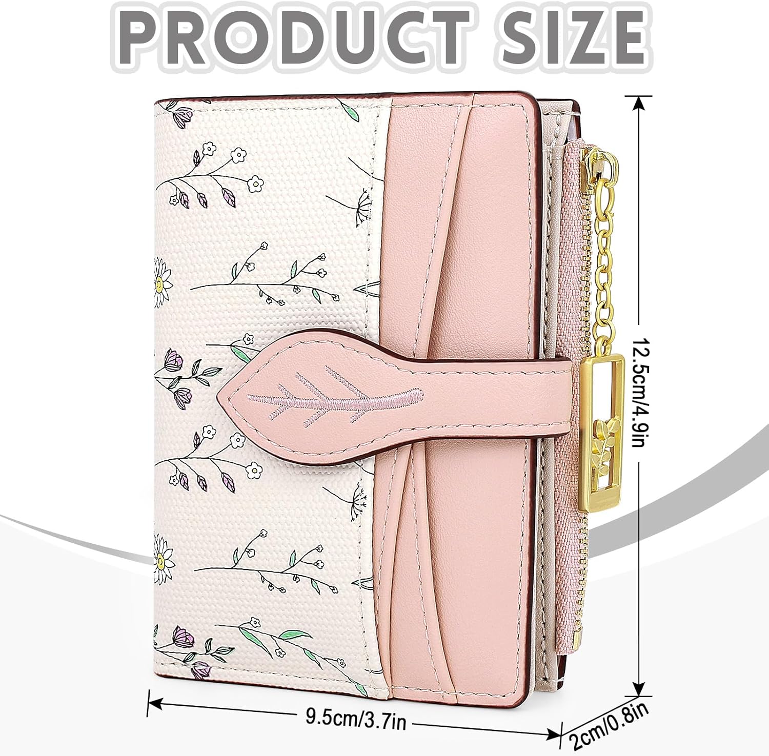 Women's Wallet Small Wallets for Women Cute Flower Ladies Women's Wallets Pink Bifold Wallet Womens With Zipper Coin Pocket Purses Card Holder for Women - Image 2