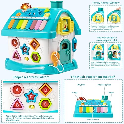 Miniatura 3 de Juguetes para bebés de 1, 2, 3 años, juguetes para niños pequeños de 1 a 2 años, juguetes Montessori 6 en 1 con sonidolucesmúsicarelojteléfonocoche,