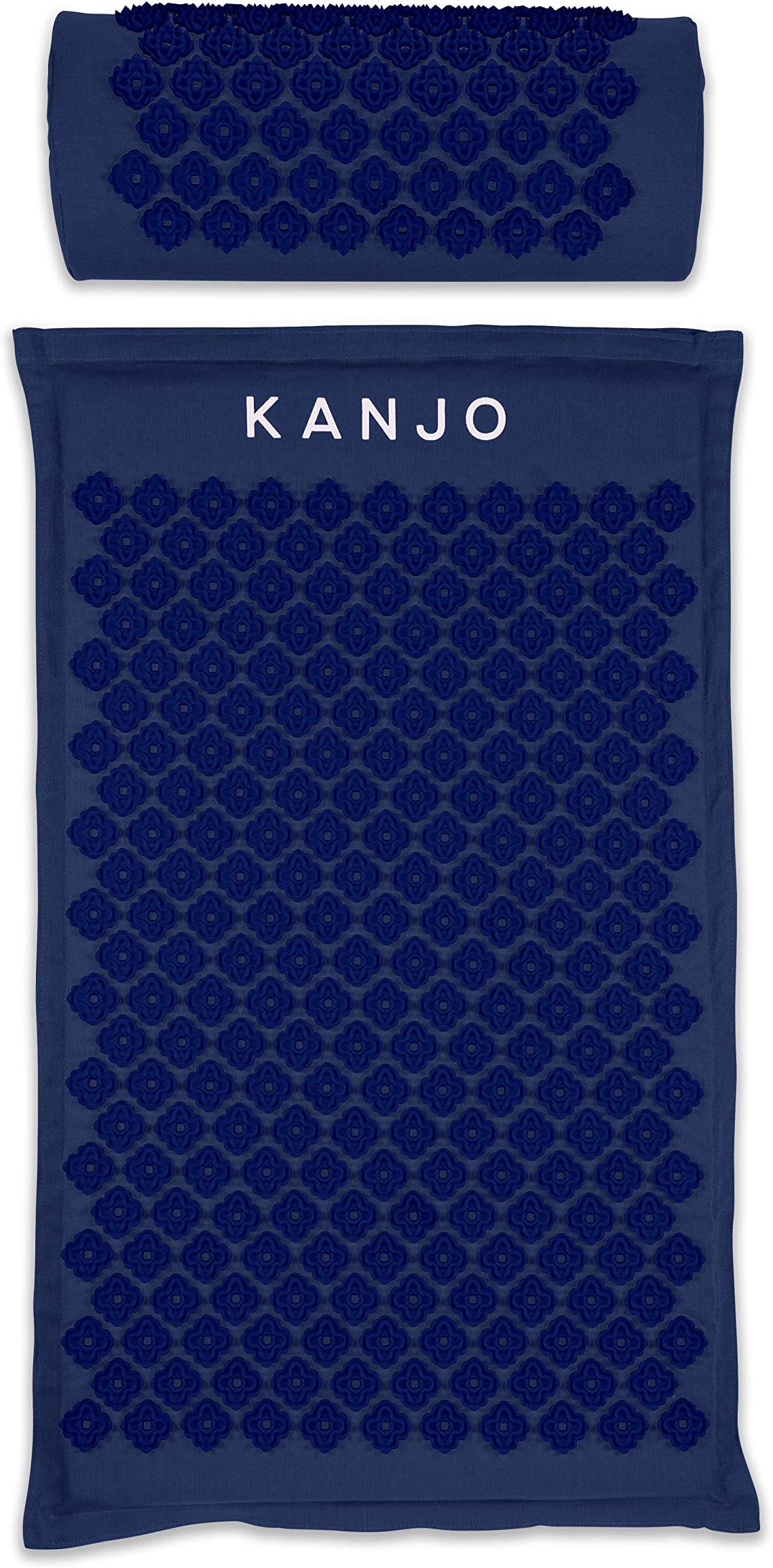 Kanjo FSA HSA Eligible Premium Acupressure Mat and Pillow Set for Back Pain Relief & Neck Pain Relief, with Memory Foam Pillow, Includes Carry Bag, Navy