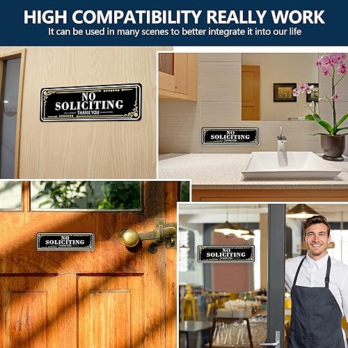 Miniatura 9 de evron Letrero de No Soliciting para puerta delantera, divertido cartel con temática de Kung Fu No Soliciting para casa, texto e imagen en relieve