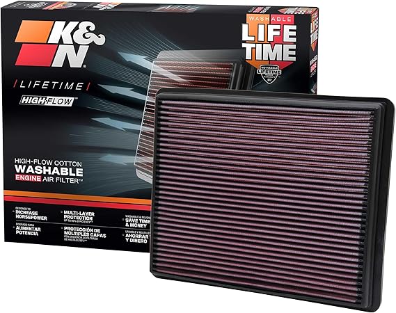 K&N High-Flow Original Lifetime Engine Air Filter: Increase Power: Compatible with 1999-2020 Cadillac/Chervolet/GMC: Escalade, Avalanche, Cheyenne, Silverado, Suburban, Tahoe, Sierra, Yukon, 33-2129
