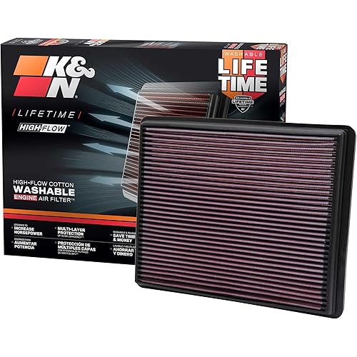 K&N High-Flow Original Lifetime Engine Air Filter: Increase Power: Compatible with 1999-2020 Cadillac/Chervolet/GMC: Escalade, Avalanche, Cheyenne, Silverado, Suburban, Tahoe, Sierra, Yukon, 33-2129