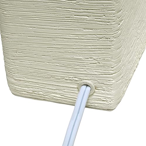 Miniatura 9 de Simple Designs LT2072-OFF Lámpara de mesa pequeña de piedra sintética con pantalla de tela, blanco roto con pantalla blanca