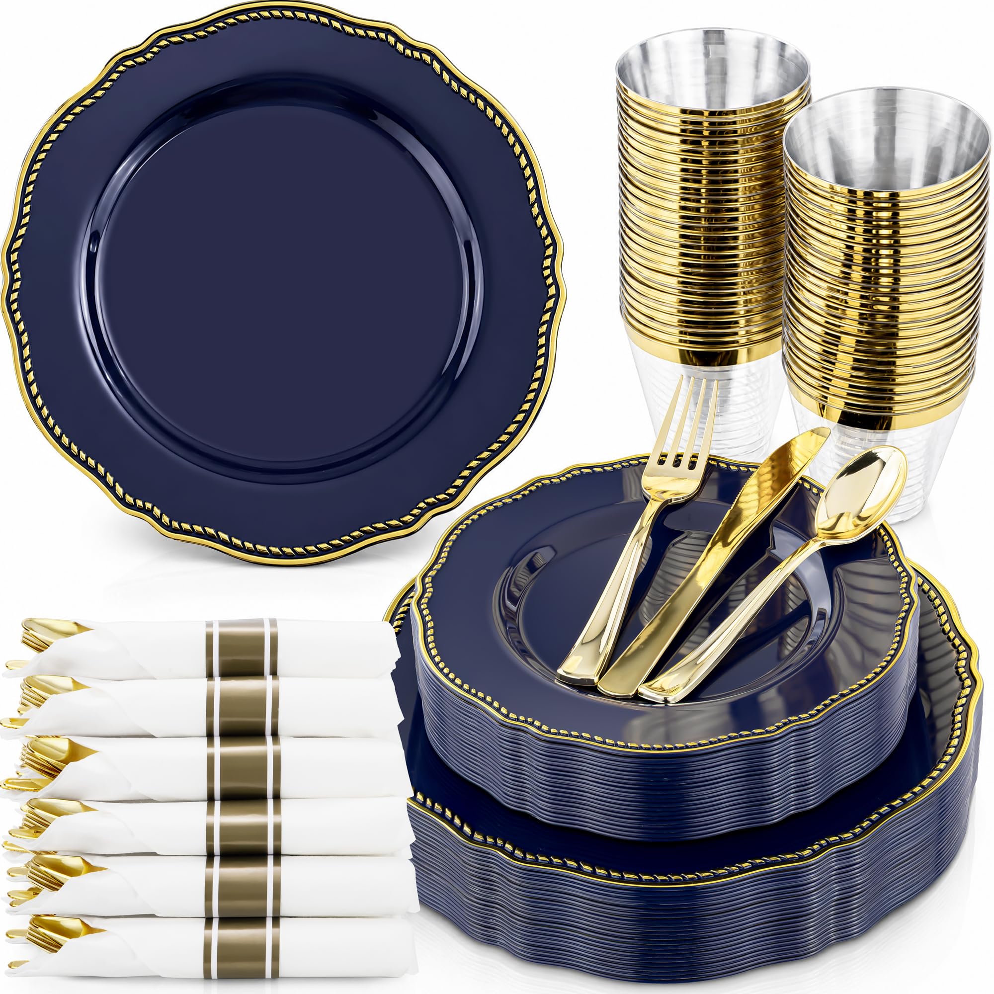 Ivory Gold Plates for Weddings & Parties -25