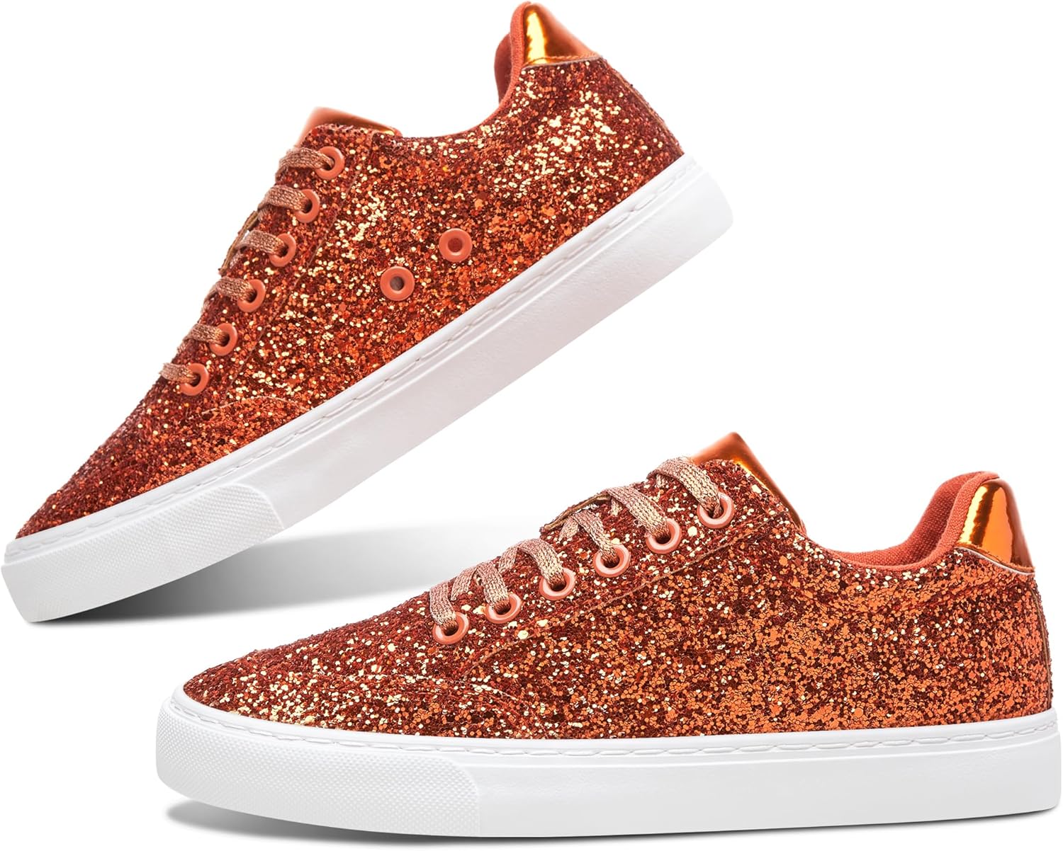 Jeekopeg Glitter Sparkly Fashion Sneakers Shoes Shiny Casual Shoes Bling Sequin Concert Low Cut Lace up Shoes