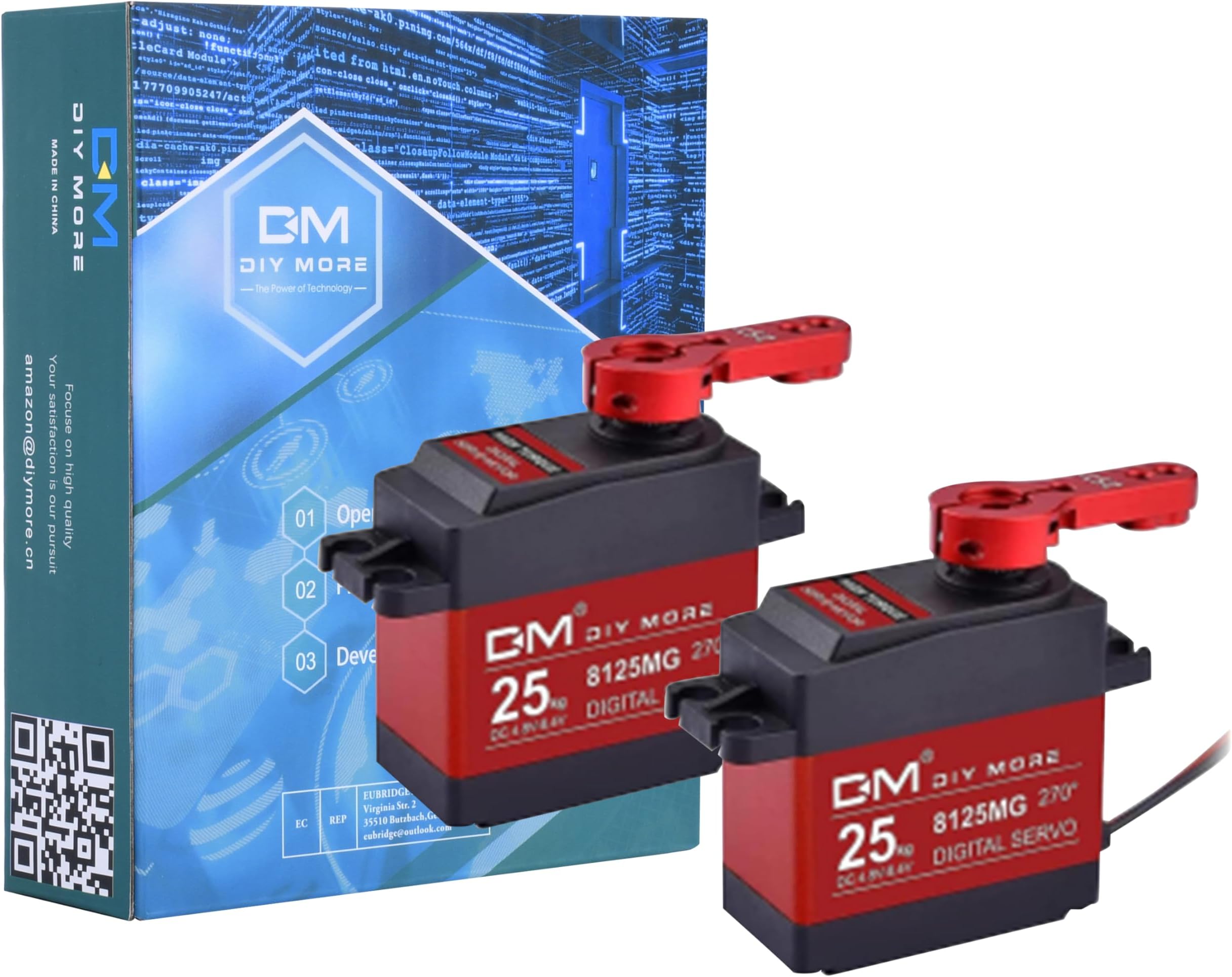 diymore 2 Pack 25KG Servo High Torque RC Servo Waterproof servo Metal Gear St...