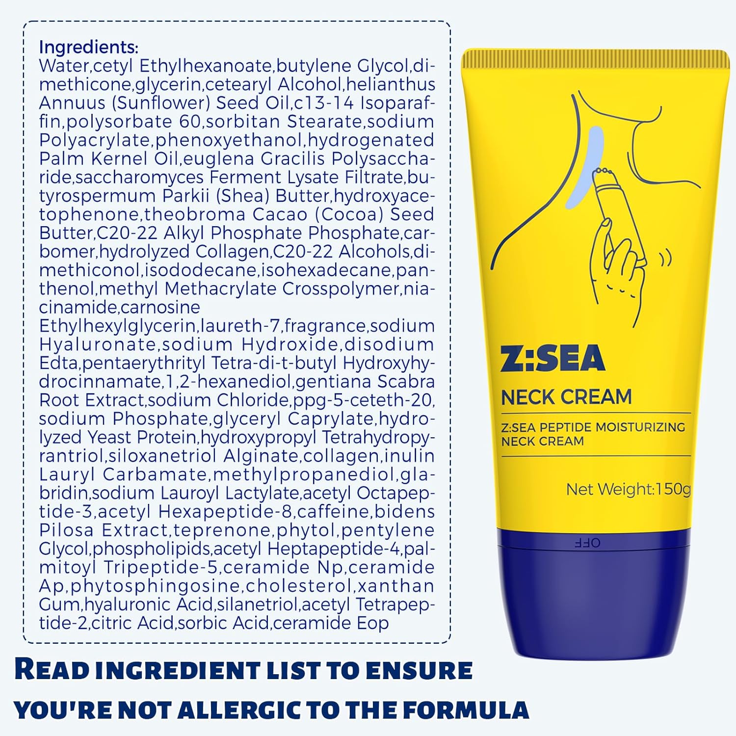 Neck Firming Cream with Roller, Anti-Aging Neck & Chest Cream with Multi Peptide + Collagen + Hyaluronic Acid + Ceramide, Pro-Xylane, Panthenol, Smooths Wrinkles & Fine Lines (5.29 FL OZ) - Image 9