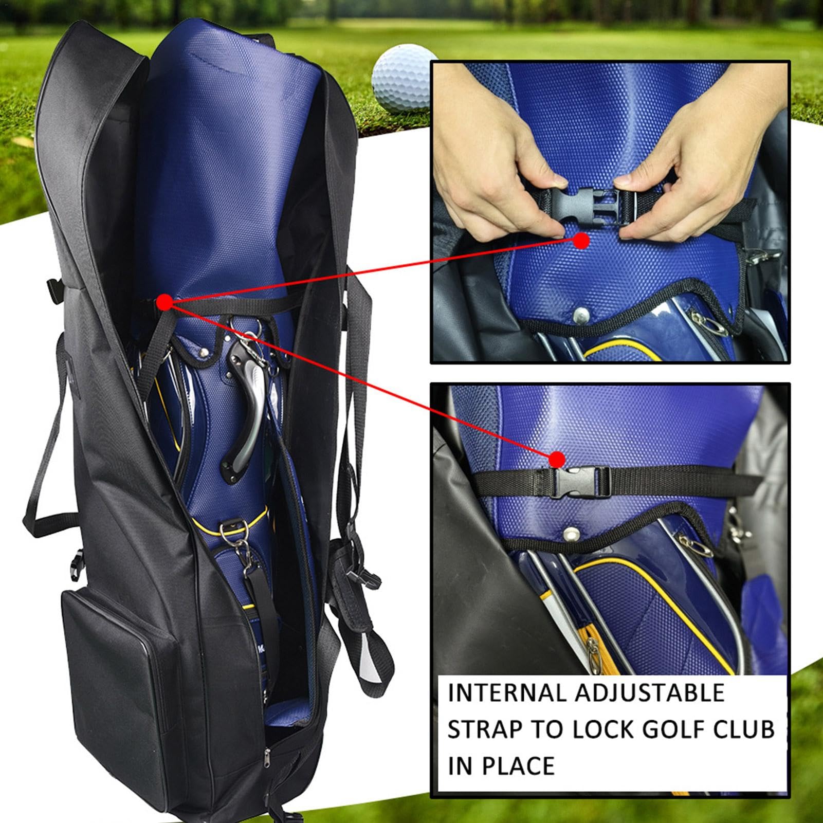 Bolsa de viaje de golf con ruedas | Funda de viaje de golf resistente | Funda impermeable para bolsa de golf, bolsa de transporte para palos de golf, funda protectora para palos de golf, bolsa de