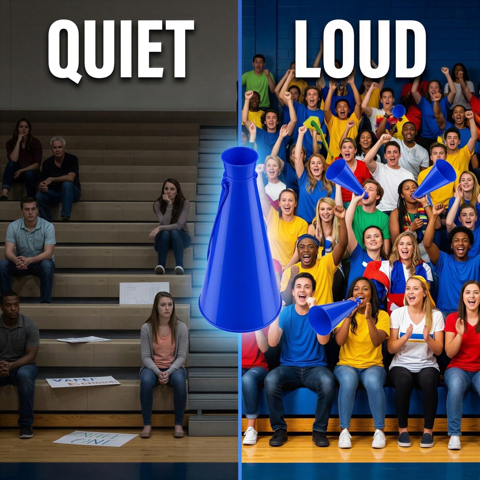 12 megafoni per tifo, in plastica blu, con cordini, 23,1 x 12,4 cm, amplificatore sonoro per eventi sportivi, raduni e feste, accessori per tifo di squadra