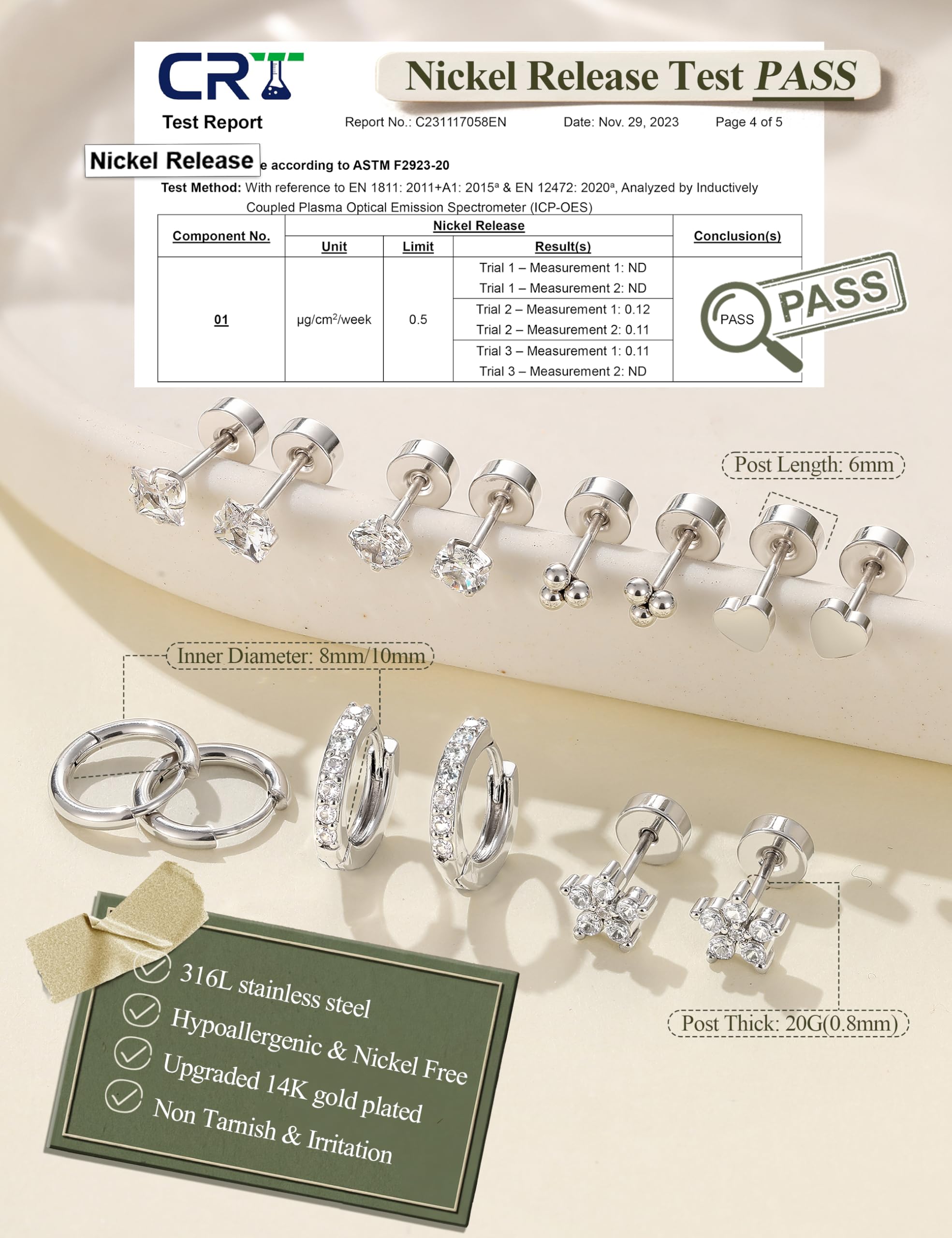 Diamday 12 Paia Orecchini Donna Acciaio Chirurgico Orecchini Set Oro Orecchini Cerchio Piercing Orecchio Ipoallergenica Helix Cartilagine Orecchino Donna Orecchini Cerchio Piccoli Multi Piercings