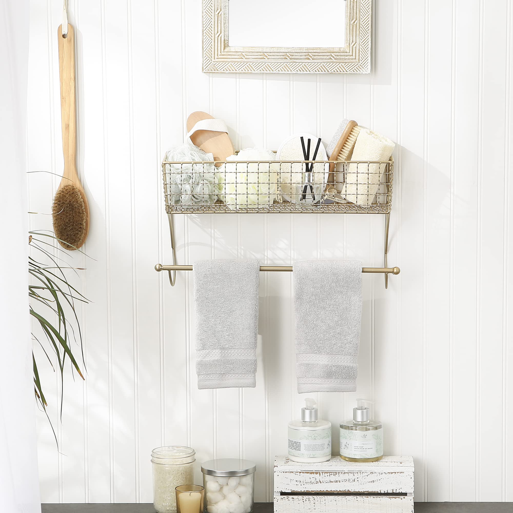 Portasciugamani Bianco Antico DII Portasciugamani Rustico Bianco Antico - Contenitore In MetallO Per Bagno O Cucina Arredamento Bagno Vintage