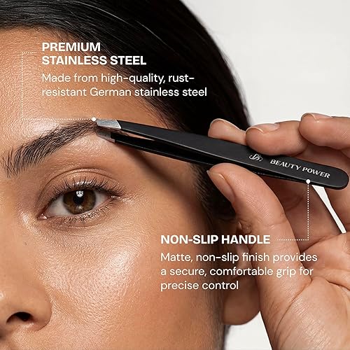 Miniatura 3 de Pinzas inclinadas profesionales de ultraprecisión para cabello facial de mujer, acero inoxidable alemán, pinzas para hombres y mujeres, pinzas