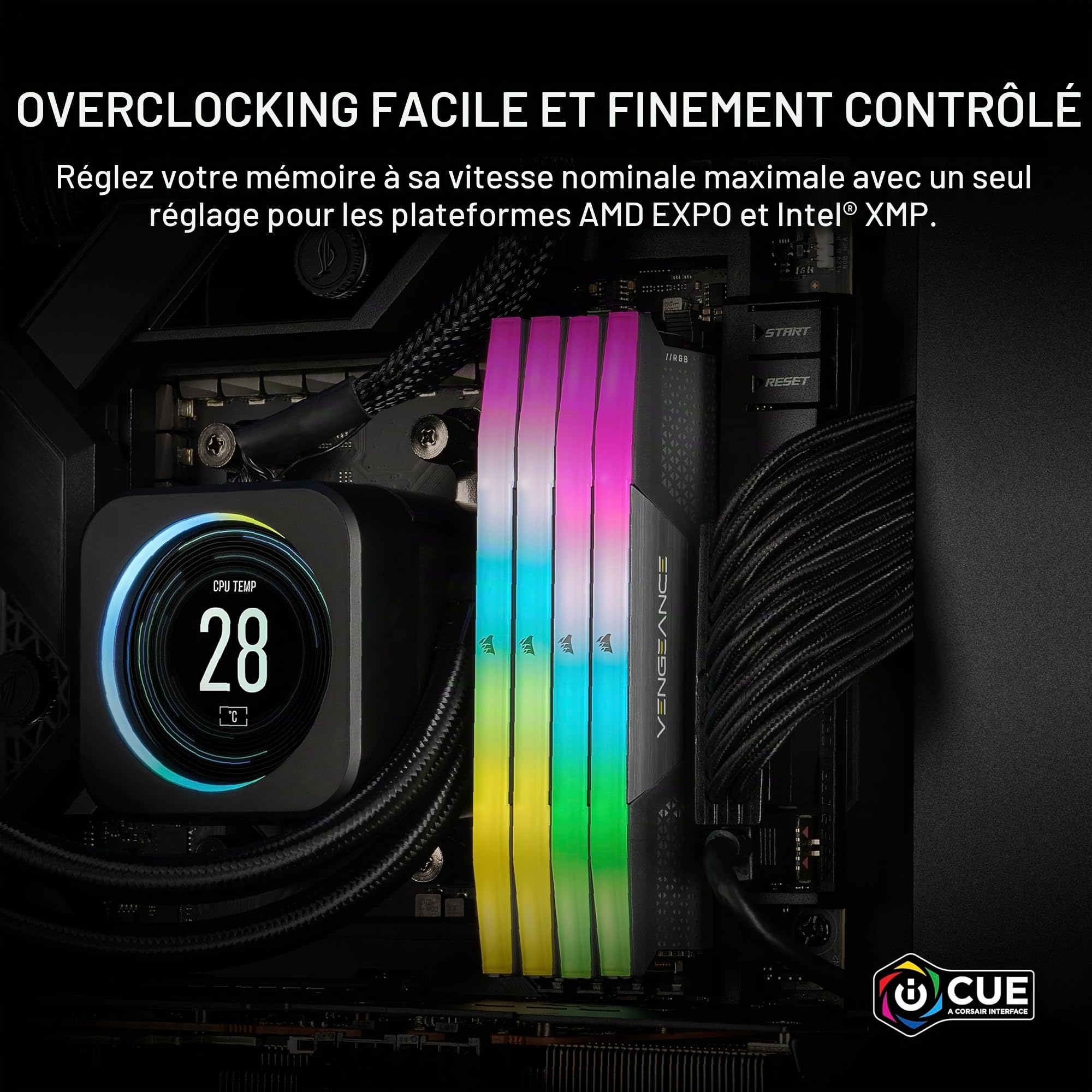 CORSAIR Vengeance RGB DDR5 32Go (2 x 16Go) Jusqu'à 6000MHz AMD Intel RAM