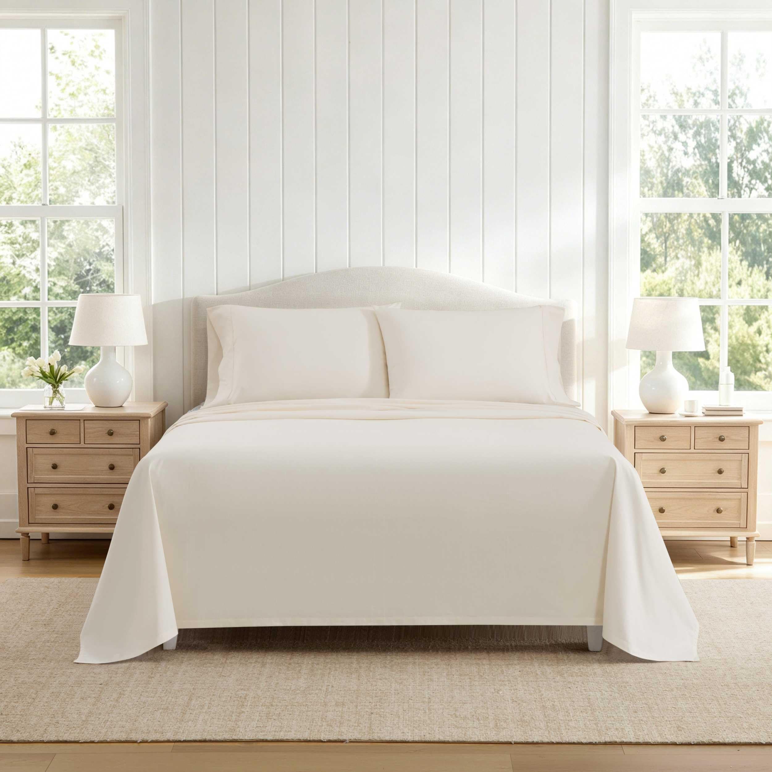 Martha Stewart - Cotton Percale Queen Sheet Set with Pillowcases