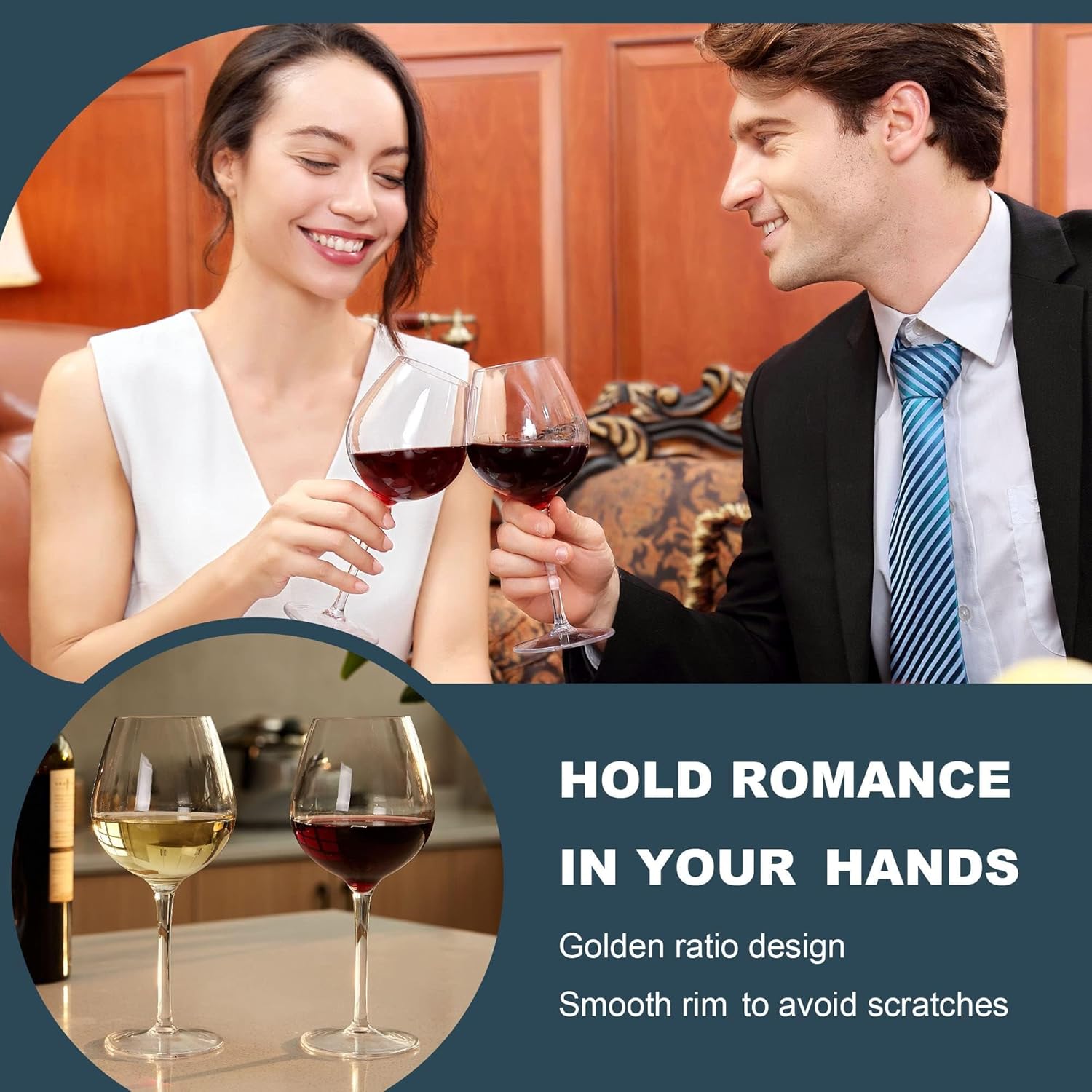 MICHLEY Unbreakable Red Wine Glasses 17 oz, Tritan Plastic Reusable Stemware for Indoor and Outdoor Use, Set of 2 - Image 7