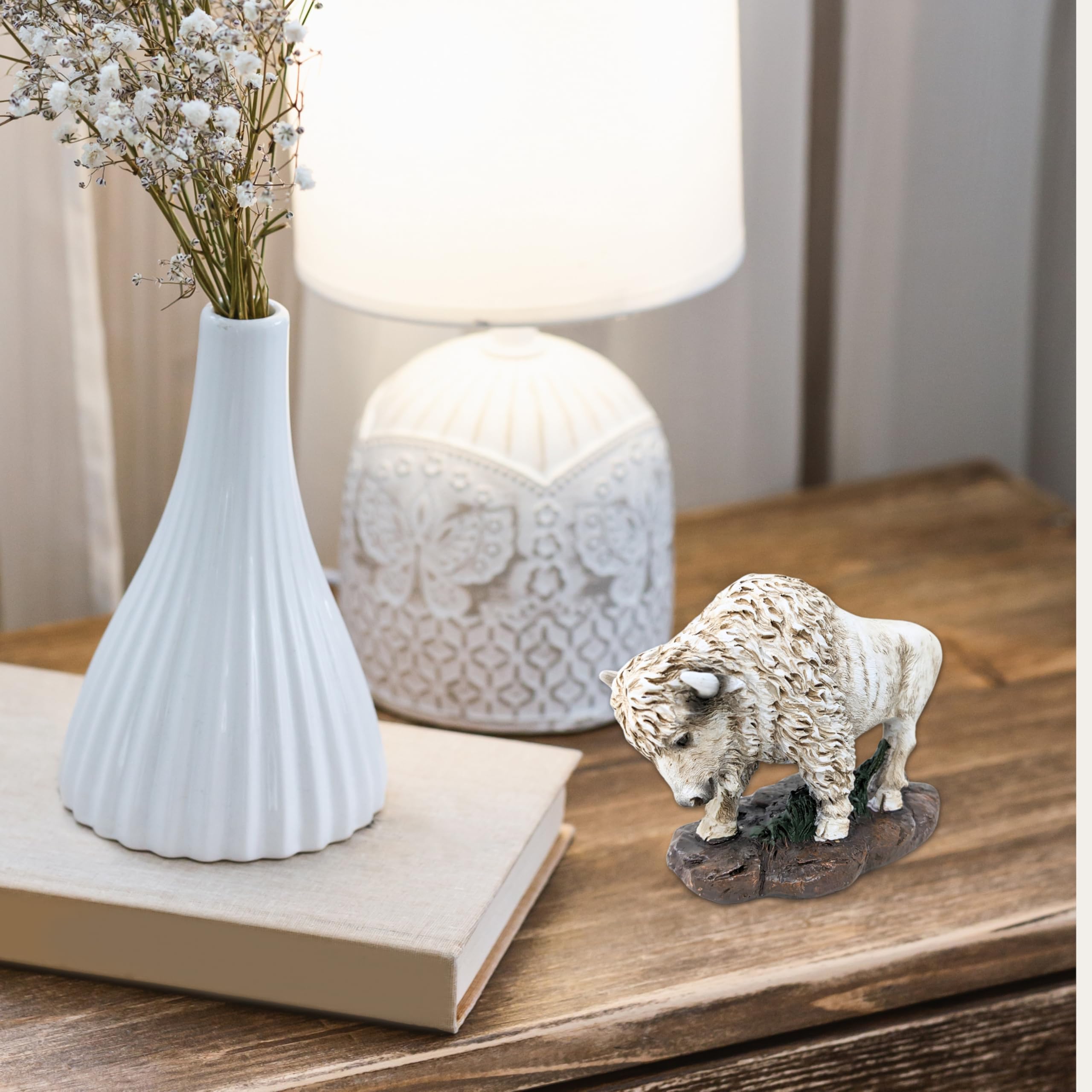 Amazon.com: AMAJY Small Bison Standing Figurine - White Resin