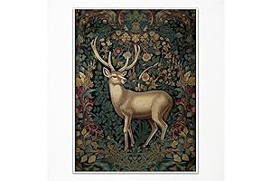 Neejaold Vintage William Morris Inspired Deer Art Print Poster