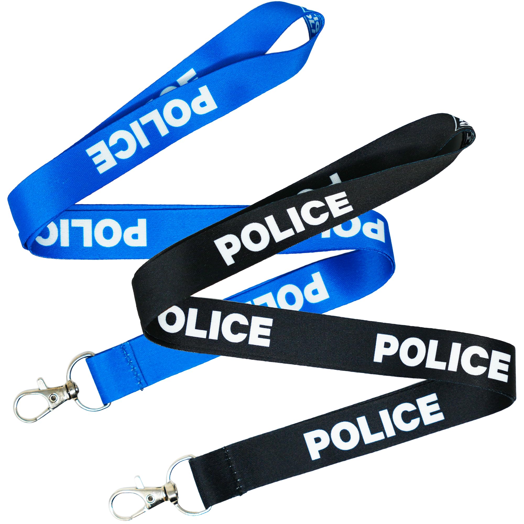 Panda Loco 2 Pack Police Lanyards β Blue & Black Set | Premium Non-Detachable 48cm ID Badge Holder Neck Straps | Ideal for Police, Security, Film Props & Fancy Dress