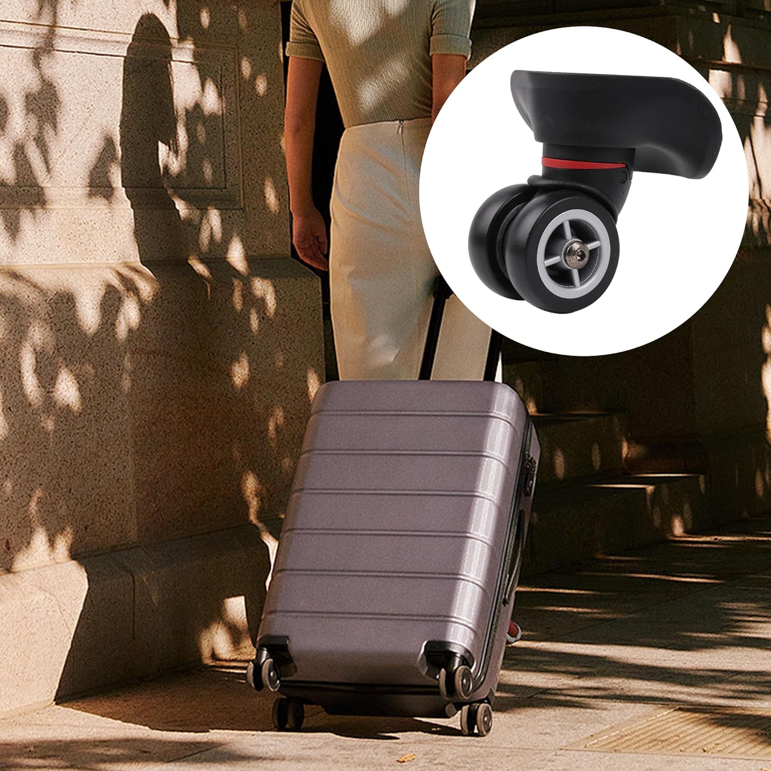 4Pcs Universal Swivel Wheel Right (Big) Suitcase Wheel (4R) 115W Series W042 Wheel Replacement Black
