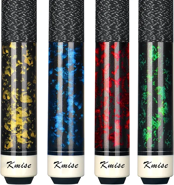 Kmise Pool Cue Stick Set, Canadian Maple 58 Inch 18 19 20 21oz 13mm Tips, New Upgraded Irish Linen Wire Grip Billiard Table Cues Sticks, 4 Colors Optional, W/Chalk, Gloves for Bar Professional Adults