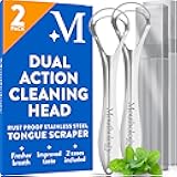 Mouthology Tongue Scraper for Adults (2 Pack), Reduce Bad Breath, Metal Tongue Scraper, Tongue Cleaner, Tongue Scraper, Stainless Steel Tongue Scraper, Tongue Cleaner for Adults, Tongue Scrubber