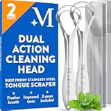 Mouthology Tongue Scraper for Adults (2 Pack), Reduce Bad Breath, Metal Tongue Scraper, Tongue Cleaner, Tongue Scraper, Stainless Steel Tongue Scraper, Tongue Cleaner for Adults, Tongue Scrubber