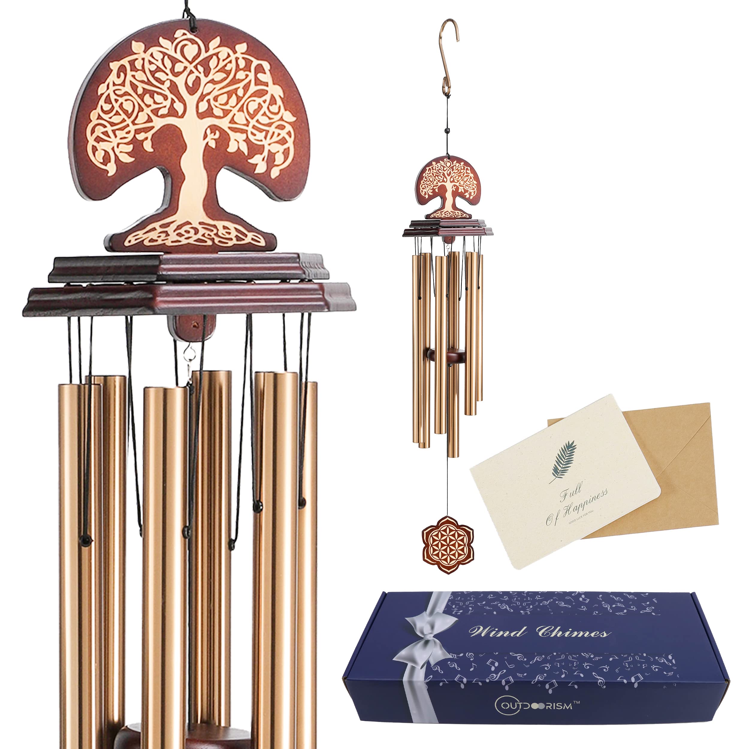Photo 1 of *** new *** Outdoorism Memorial Wind Chimes, Sympathy Wind Chimes for Loss of Loved One, Gift for Anyone who Has Lost Someone They Held Dear. with 6 Metal Tubes, (Gold) - 32" Outdoor Use