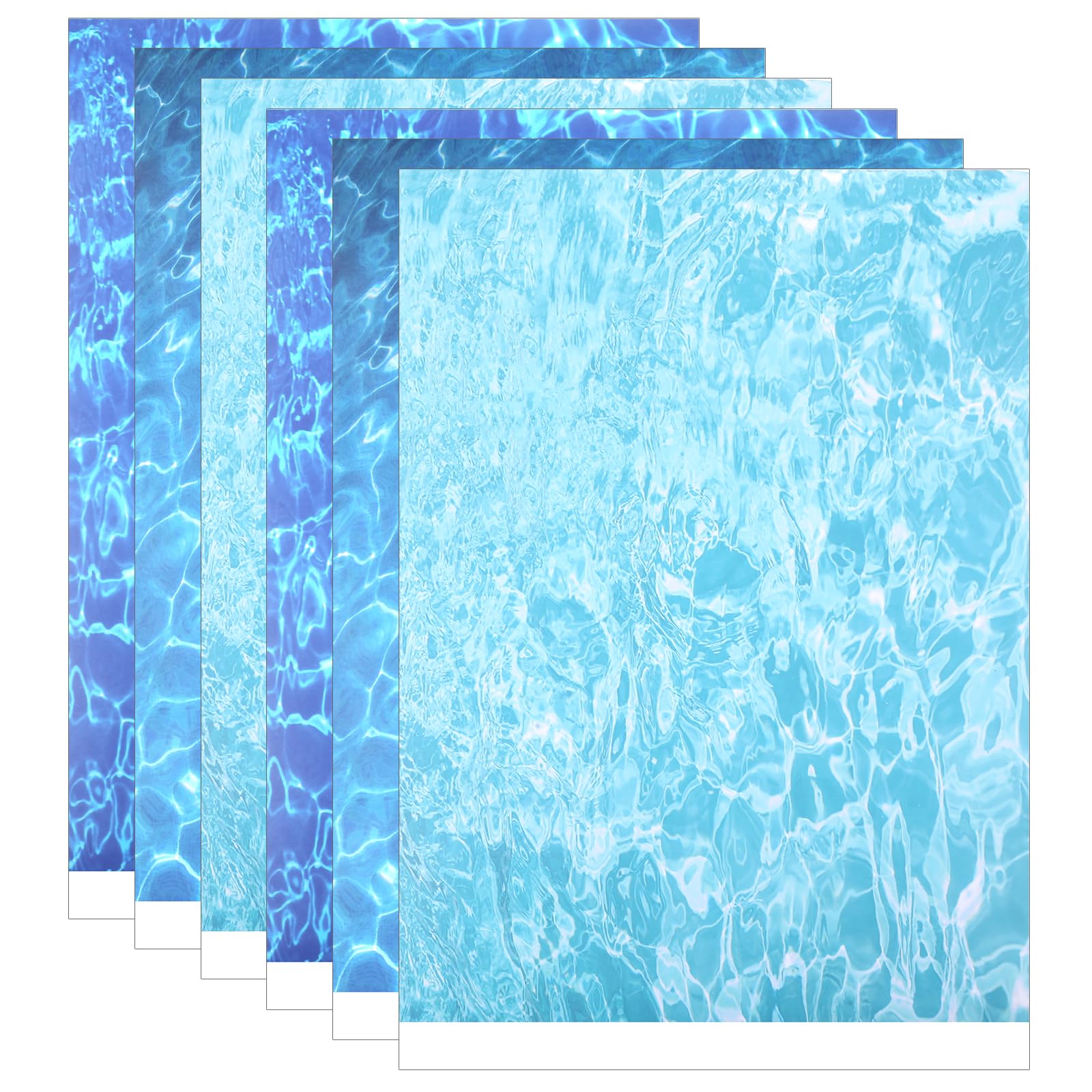 6 Pcs Artificial Ripple Water Effect Sheets Ocean Diorama Supplies Paper Self Adhesive Realistic Stream Background Miniature River Scenery DIY Accessories for Sand Table Model Decor Lake River Scenery