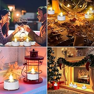 Boakboary Tea Lights Flameless Battery Operated Candles-LED Flickering Votive Candle Long Lasting 200 Hours,24 Pack Realistic and Bright for Seasonal Festive Celebrations Decoration Warm White