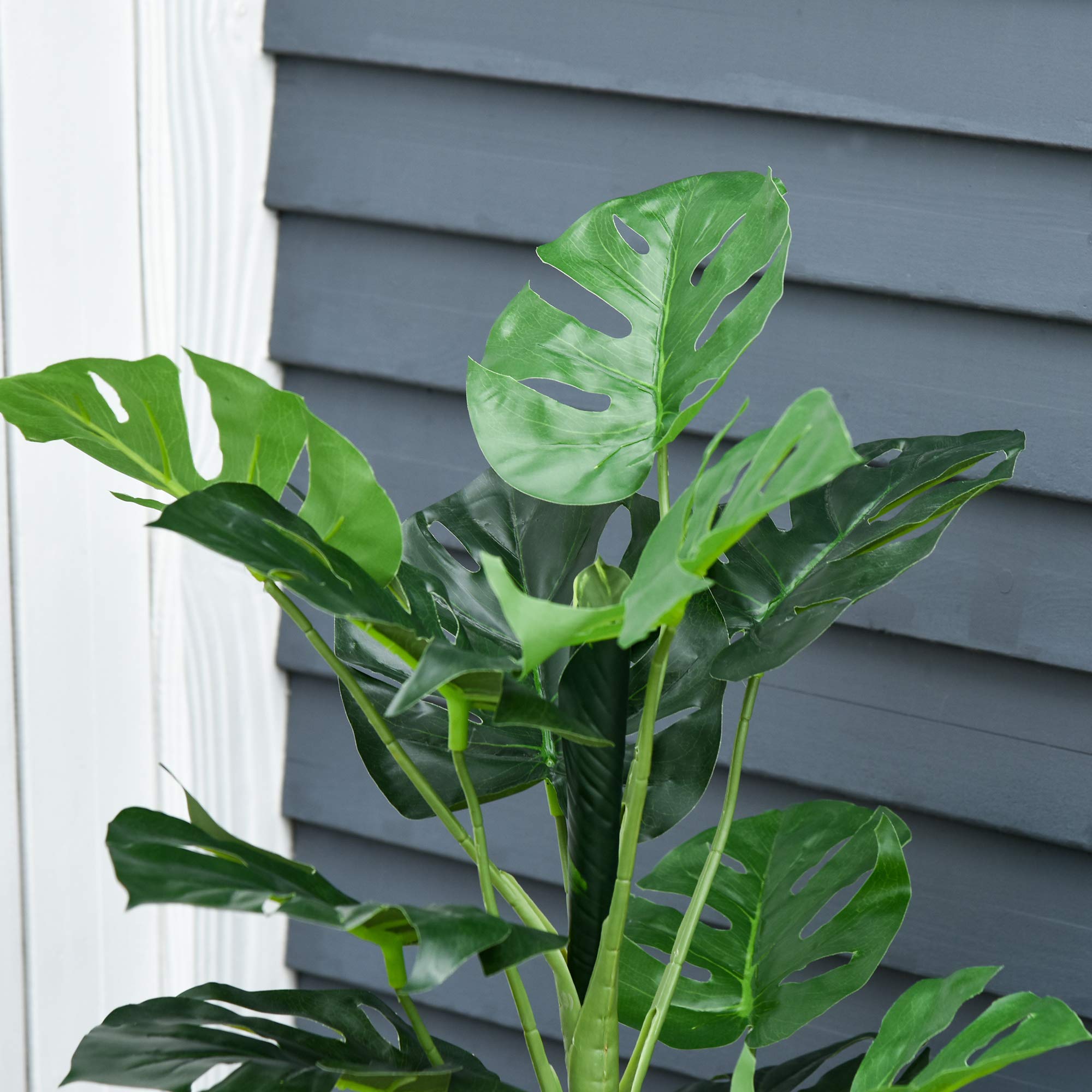 Outsunny Plante Artificielle Modèle Monstera 21 Feuilles Ø16 x 100H cm