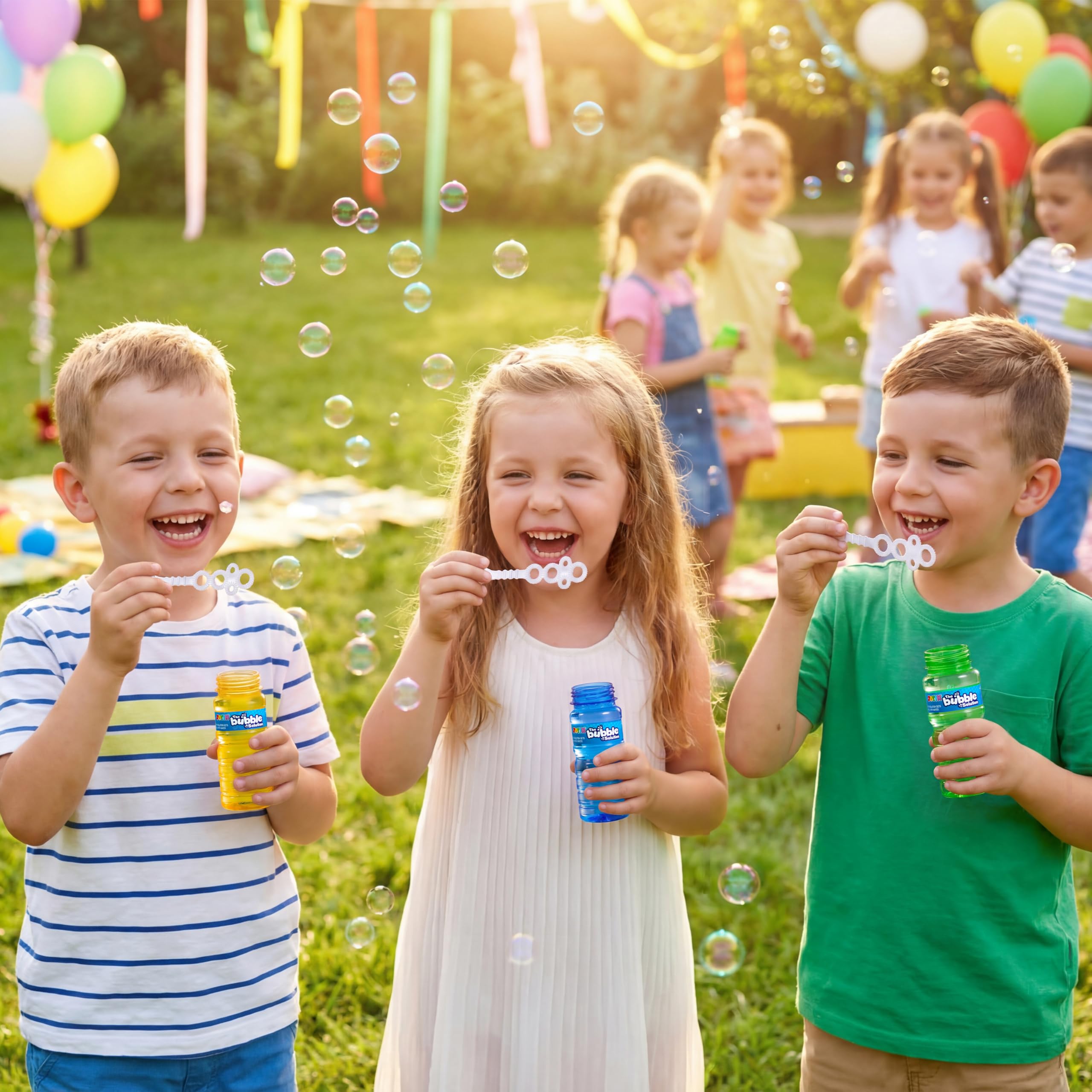 JOYIN Lot de 6/12/24 Bouteilles à Bulles avec Assortiment de Baguettes, Baguette à Bulles pour Enfants, Solution à Bulles de 118 ML, Jouet d'été, Cadeaux de fête à Bulles, Anniversaire