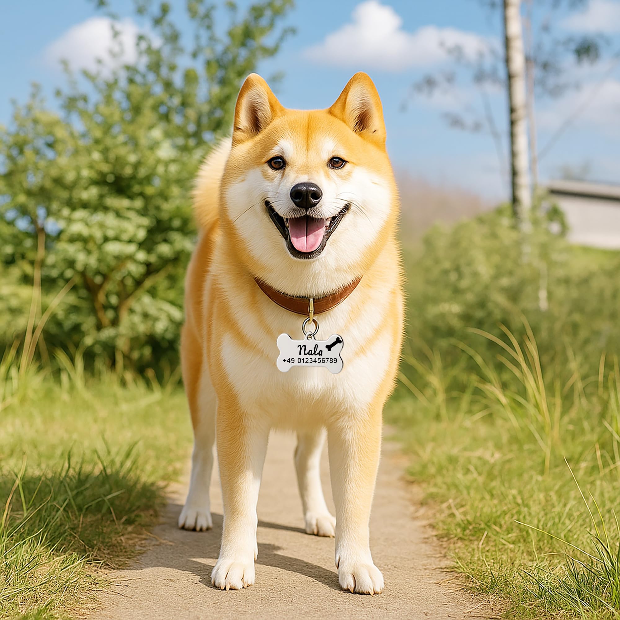 Personalisiertes Hundemarke Edelstahl - Gravur Mit Name & Telefonnummer