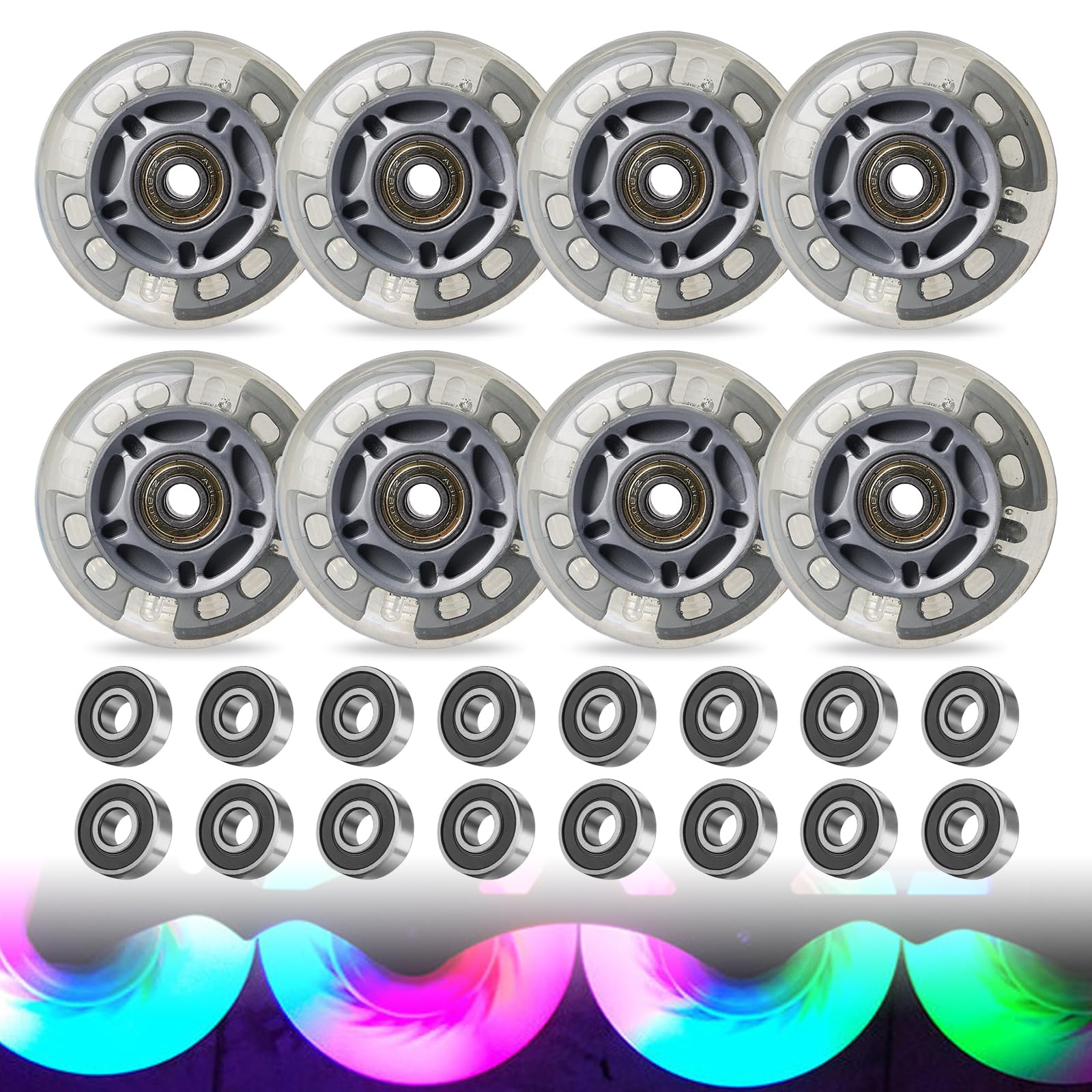 8 Pezzi Rotelle Per Pattini In Linea, Ruote Per Pattini In Linea Da 72 Mm, Pattini A Rotelle In Linea, Ruote Di Ricambio Per Pattini In Linea Skateboard, Monopattini, Pattini A Rotelle(Argento)