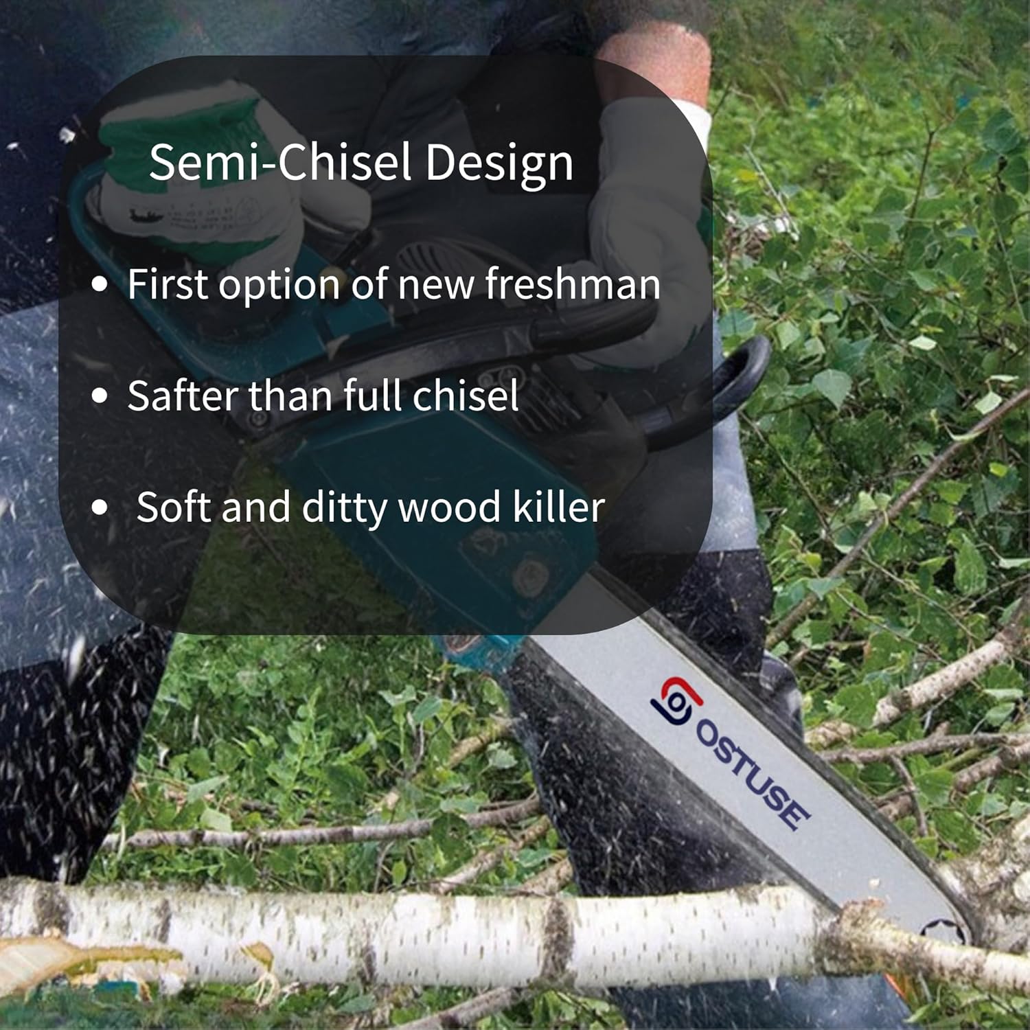 Semi-Chisel 3-Pack S55 16 Inch Chainsaw Chain 3/8" LP Pitch, 043" Gauge, 55 Drive Links Fits STIHL MS170, MS171, MS180c and More- 61PMM355, R55 (3 Chains)