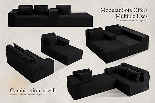 Miniatura 6 de HABUTWAY Sofás seccionales para sala de estar, sofá modular en forma de L de 105 pulgadas sin montaje, sofá modular con asiento profundo, juegos de