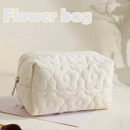 Miniatura 3 de LYDZTION Bolsa de maquillaje floral suave acolchada para mujer, bolsa de cosméticos pequeña de flores, bolsa de maquillaje de artículos esenciales