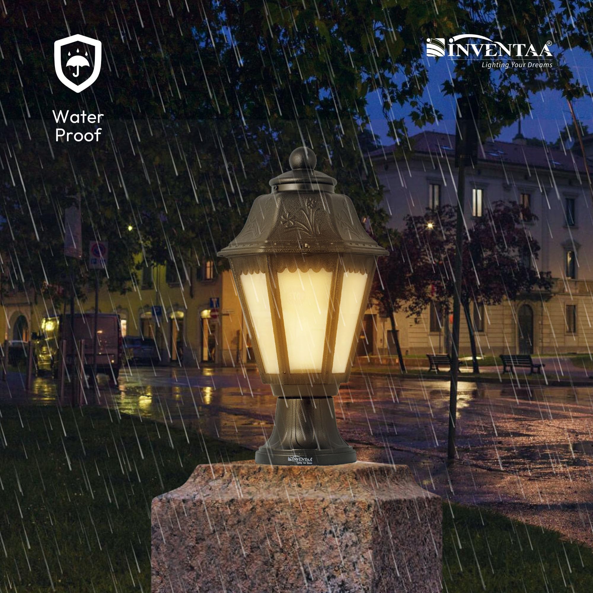 INVENTAA Tacita 12W LED Gate Light with 1 Yr Warranty | Waterproof Lamp for Compound Wall Lights, Main Lights, Outdoor Pillar Lights & Boundary Wall Lights (Warm White, Pack of 2) 1