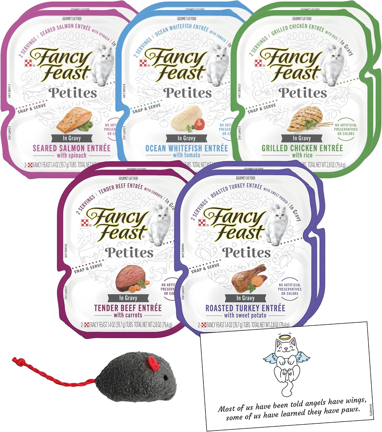 Fancy Feast Petites Variety Bundle | Perfect Portions | 5 Flavors, (2) Each: Chicken, Whitefish, Salmon, Tender Beef, Turkey (in Gravy)|…