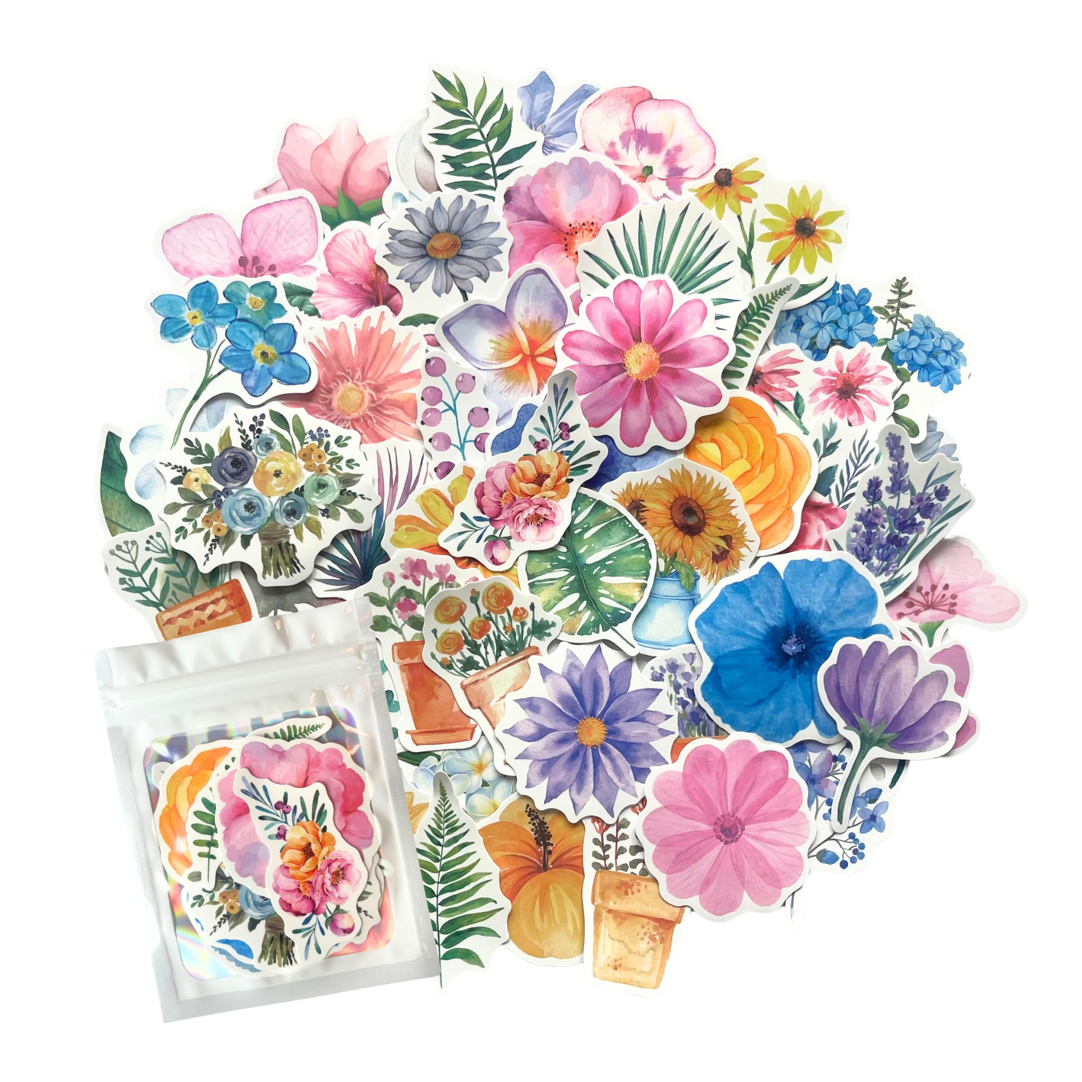 Hntr Flowers Hntr® Flower Stickers For Scrapbooking | 50 Floral Stickers Aesthetic | Flower Sticker For Crafts & Journals