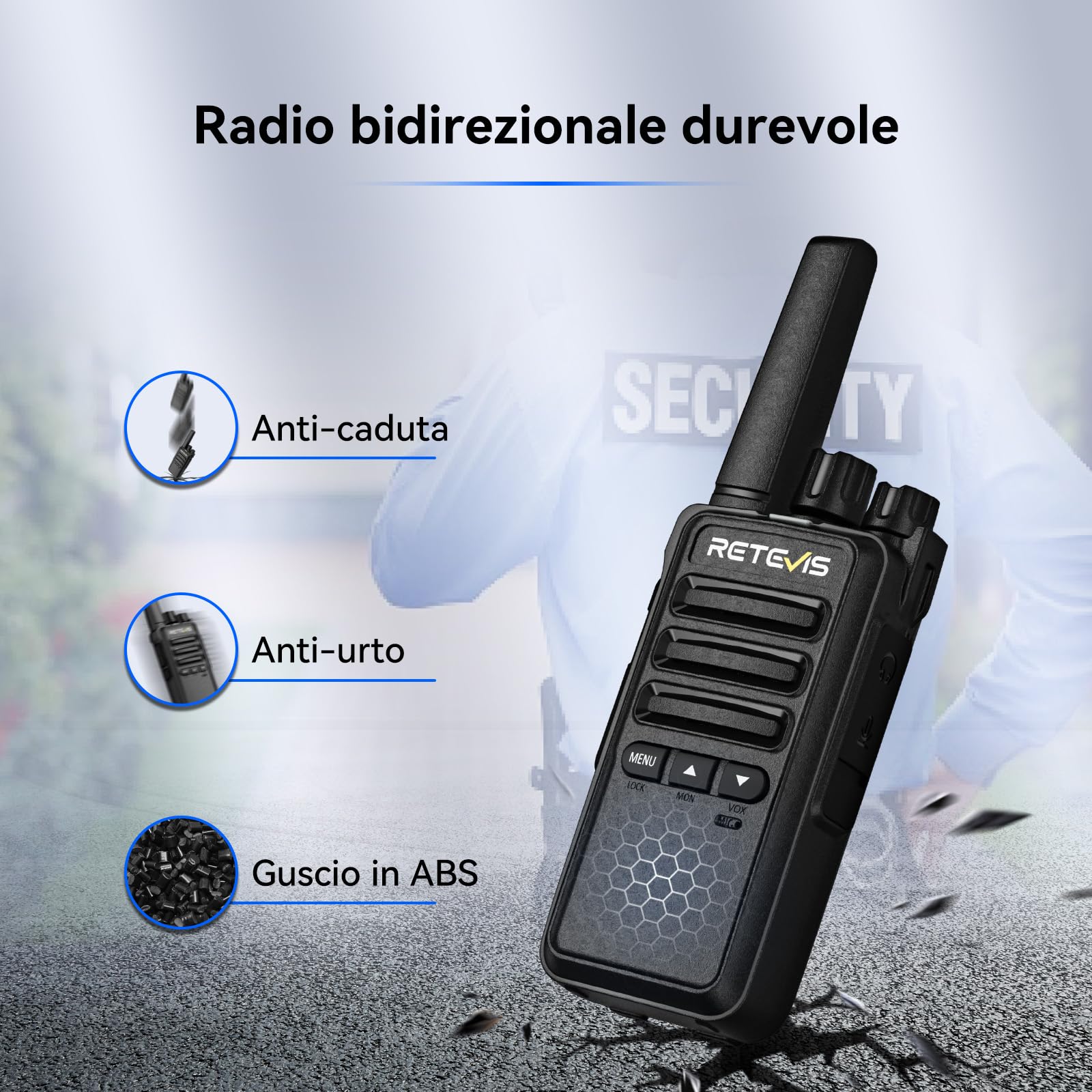 Retevis RT668B Walkie Talkie PMR446 6 Pezzi Nero con Caricatore a 6 Vie e Auricolare
