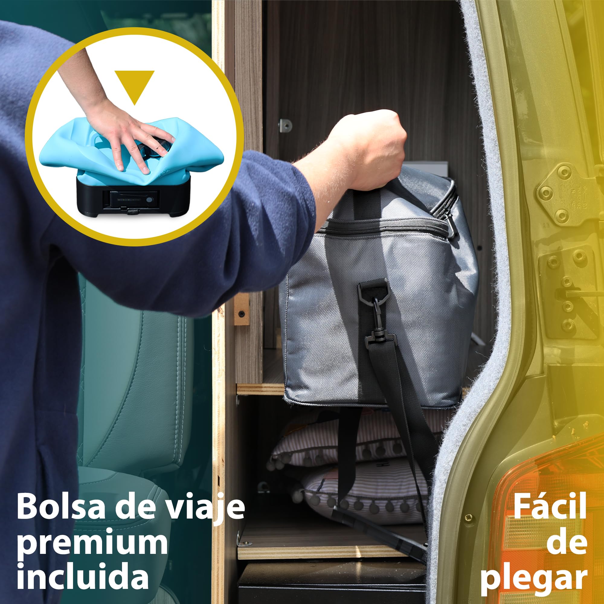 Colapz Ducha de Camping Eléctrica Portátil con Batería y Depósito 15L – Ducha Exterior Caliente hasta 42 °C – Ducha Móvil para Autocaravana, Van, Viaje, Festival, Senderismo y Jardín