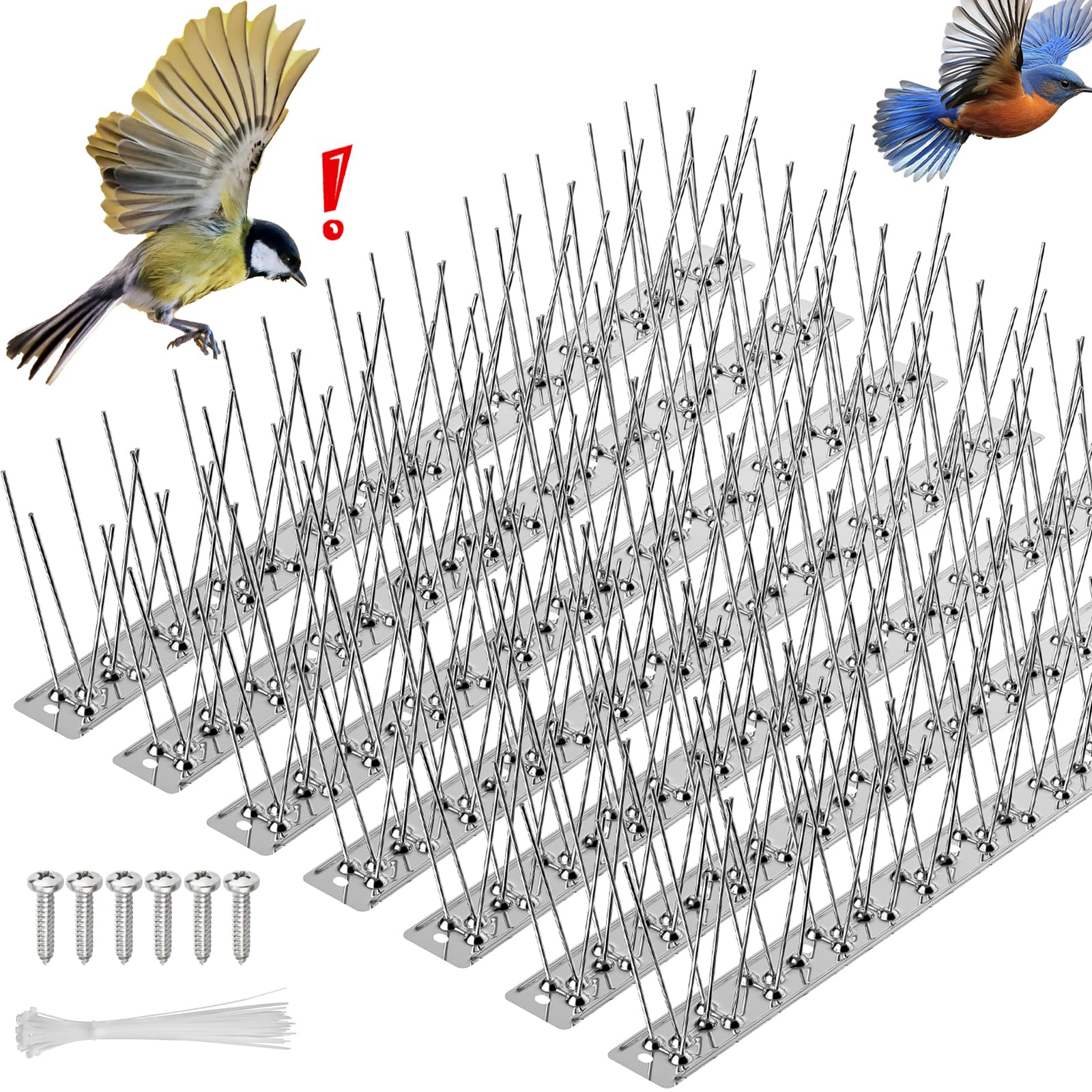 Warmfay Taubenabwehr Spikes 10m, Taubenschreck aus 304 Edelstahl Rostfrei & Wetterbeständig, Effektiver Vogelschutz für Balkon, Dach, Fensterbank& Garten, Vogelabwehr Spikes inkl. Montage Zubehör