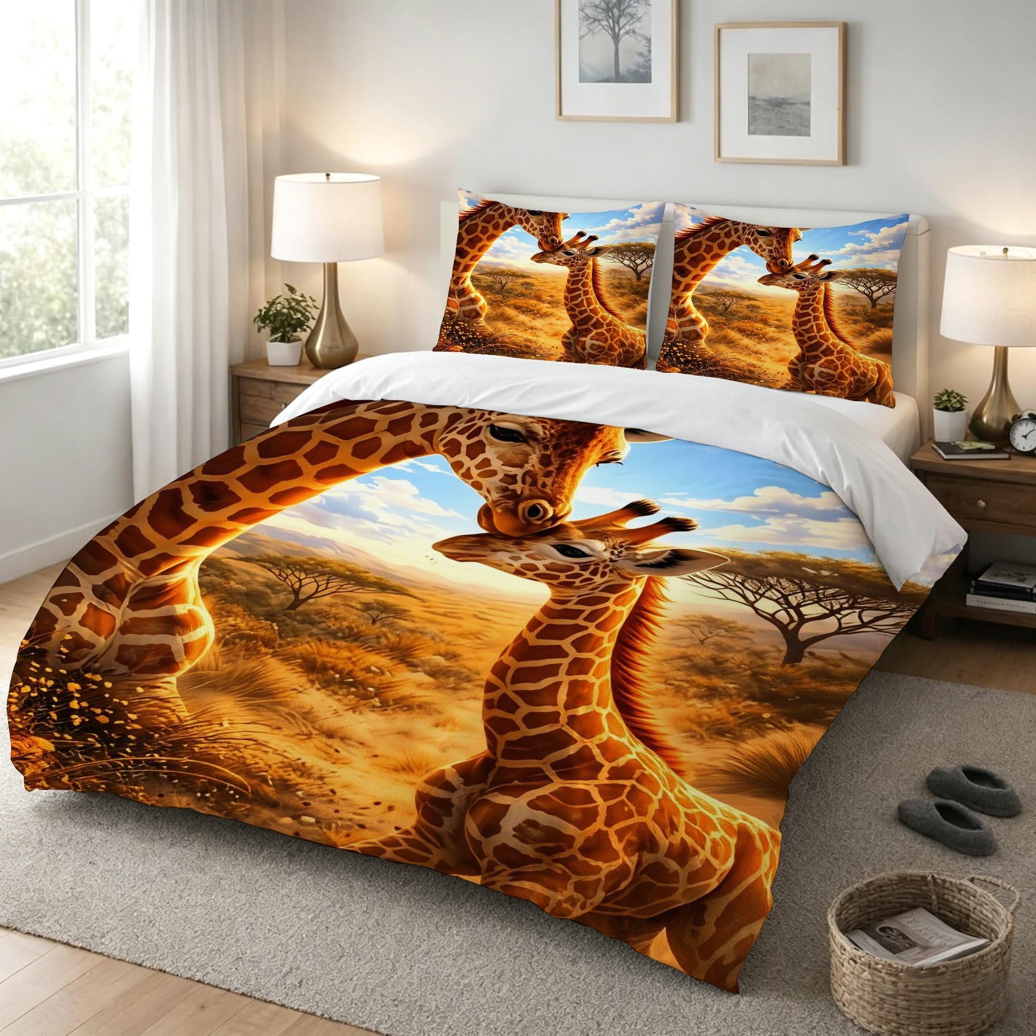 Copripiumino Matrimoniale Giraffa Gialla 260x240, ZW1824