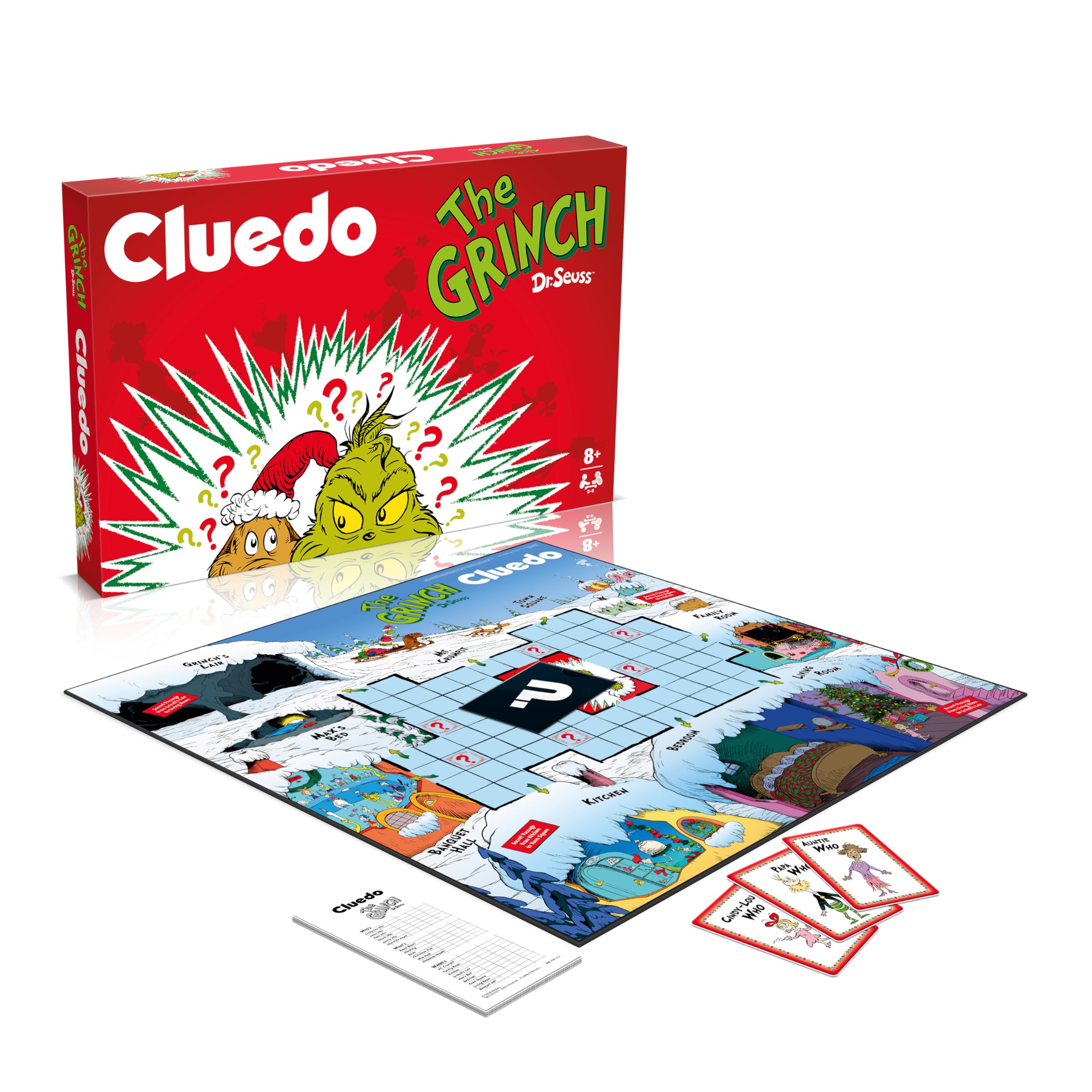 Winning Moves The Grinch Cluedo Board Game enter special locations including Max's Bed and Town Square and uncover the hidden secrets fun family game for ages 8 and up - Image 2