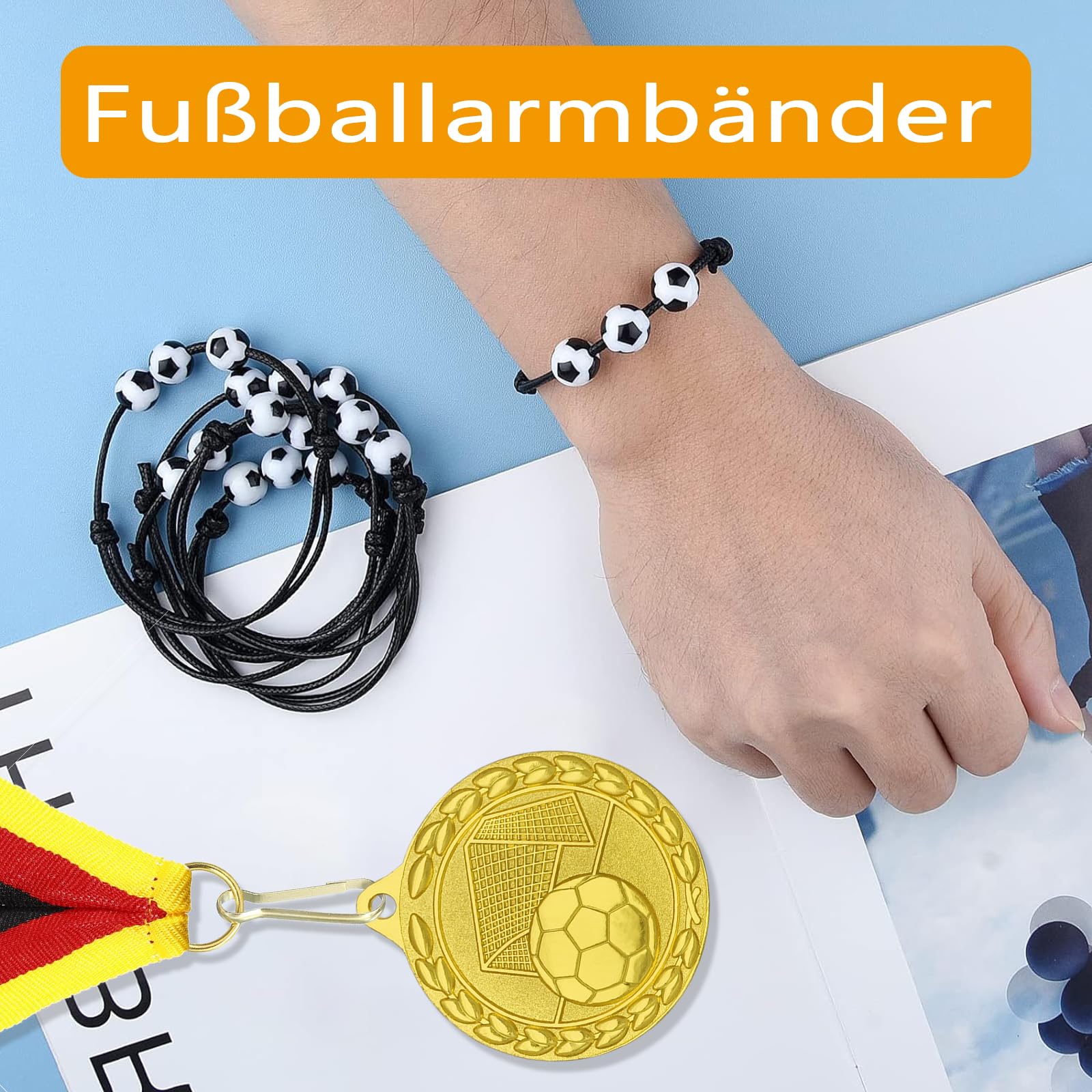 Lot De 15 Bracelets De Football Pour Enfants - Bracelets Tressés Réglables, Perles Acrylique, Cadeau Fête Ou Anniversaire