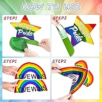 Vista 4 de 9 piezas de decoración del mes del orgullo, centro de mesa de panal de abeja de orgullo, decoraciones de fiesta de arco iris, centros de mesa Love