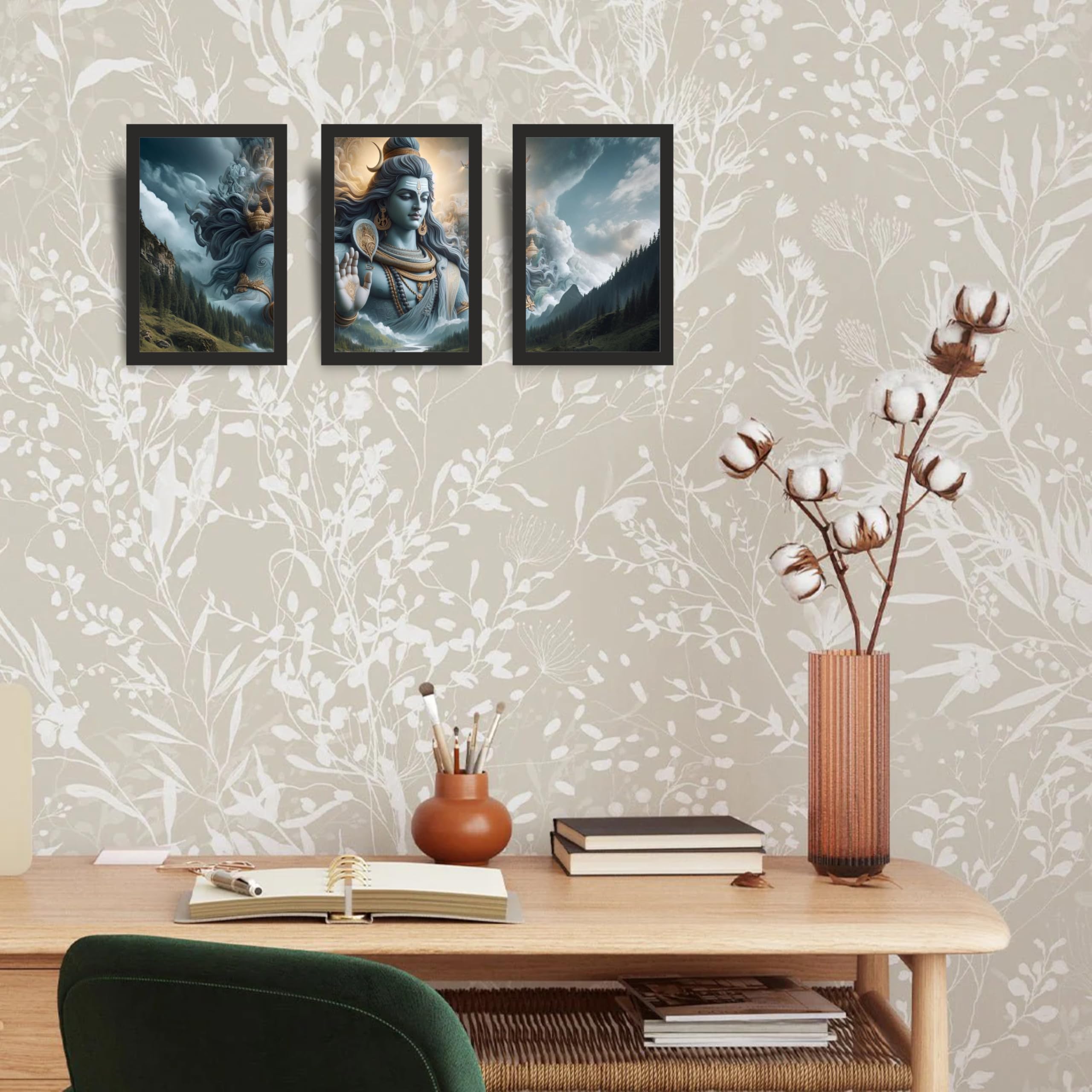 Lord Shiva Himalayan Wall Art Set of 3