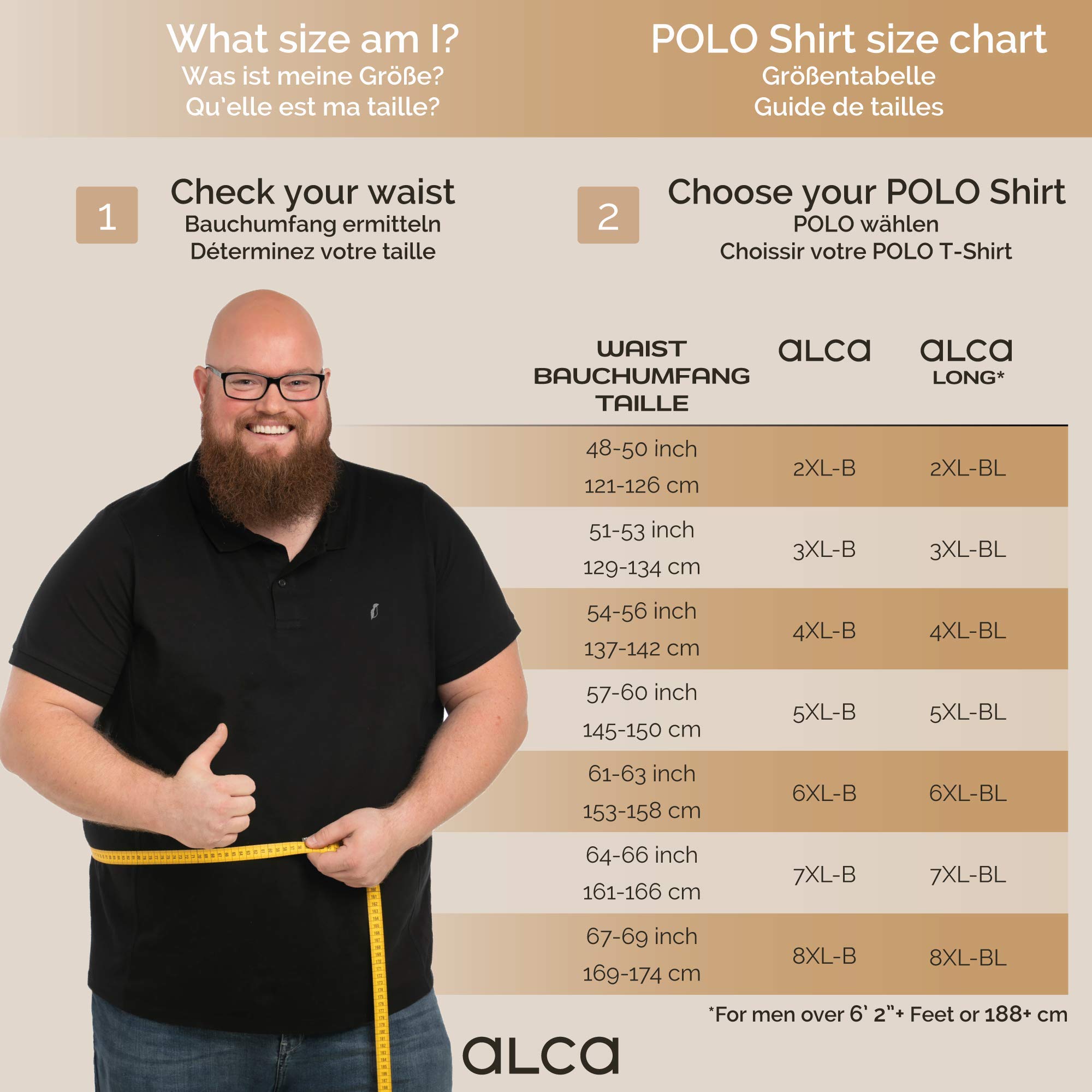 Alca - Polo para Hombre de Manga Corta y Talla Grande (Tallas 2XL-8XL)