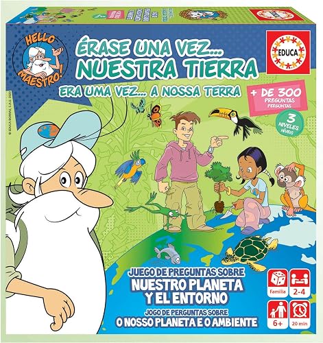 Educa - Érase una Vez Nuestra Tierra: Juego de Mesa Familiar Educativo con más de 300 Preguntas y respuestas sobre Nuestro Planeta y el Entorno. A Partir de 6 años (18858)