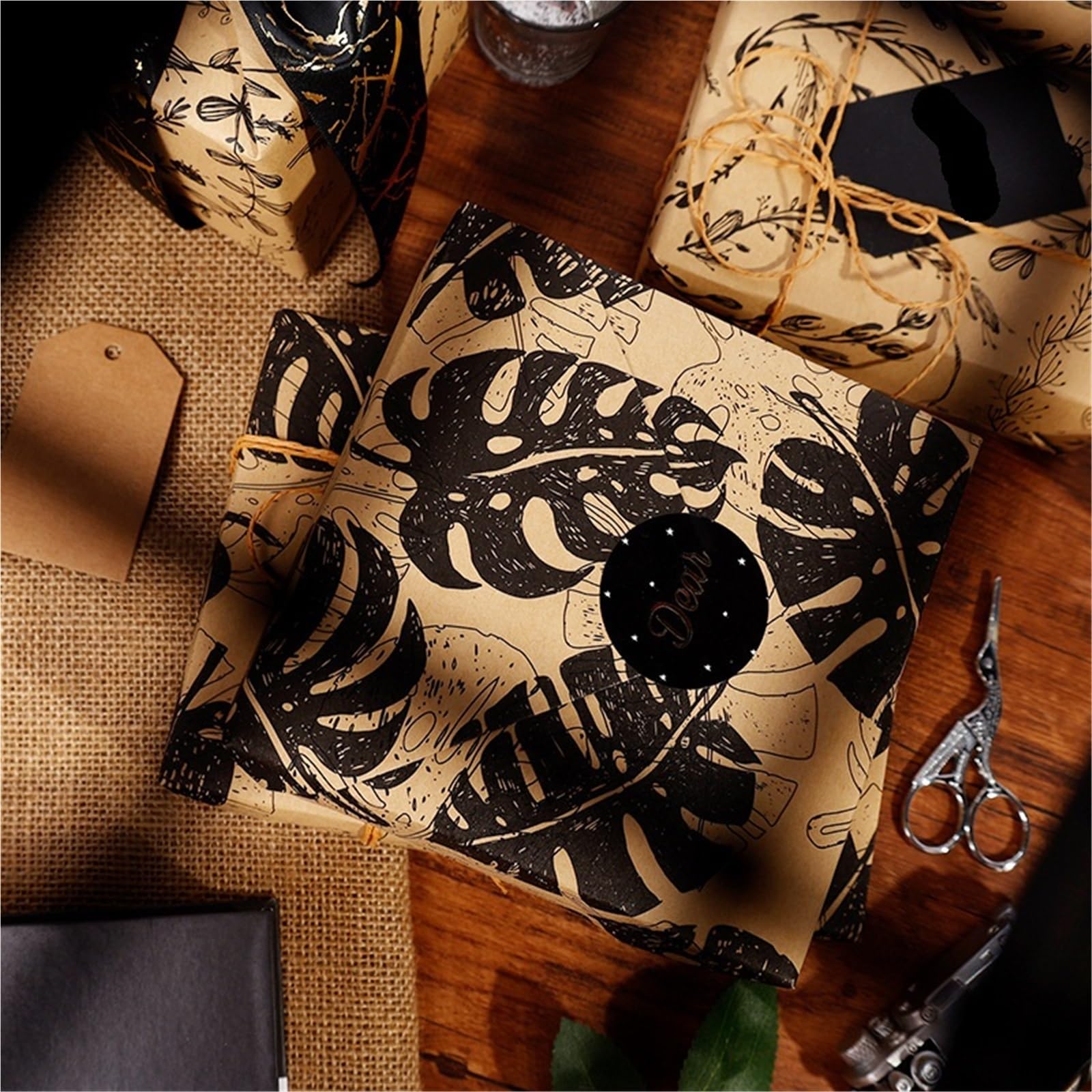 Rotolo di carta da regalo 3 rotoli 17 "X 120" per Carta Alimentare | Confezionamento di decorazioni floreali fai da te artigianali increspate di origami(Brown-B)
